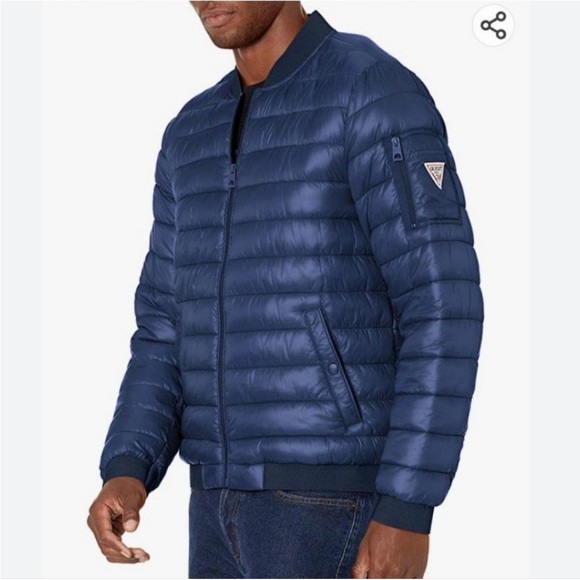 GUESS Men's M Puffer Navy Blue Jacket Navy MRSP $189 - Picture 1 of 2
